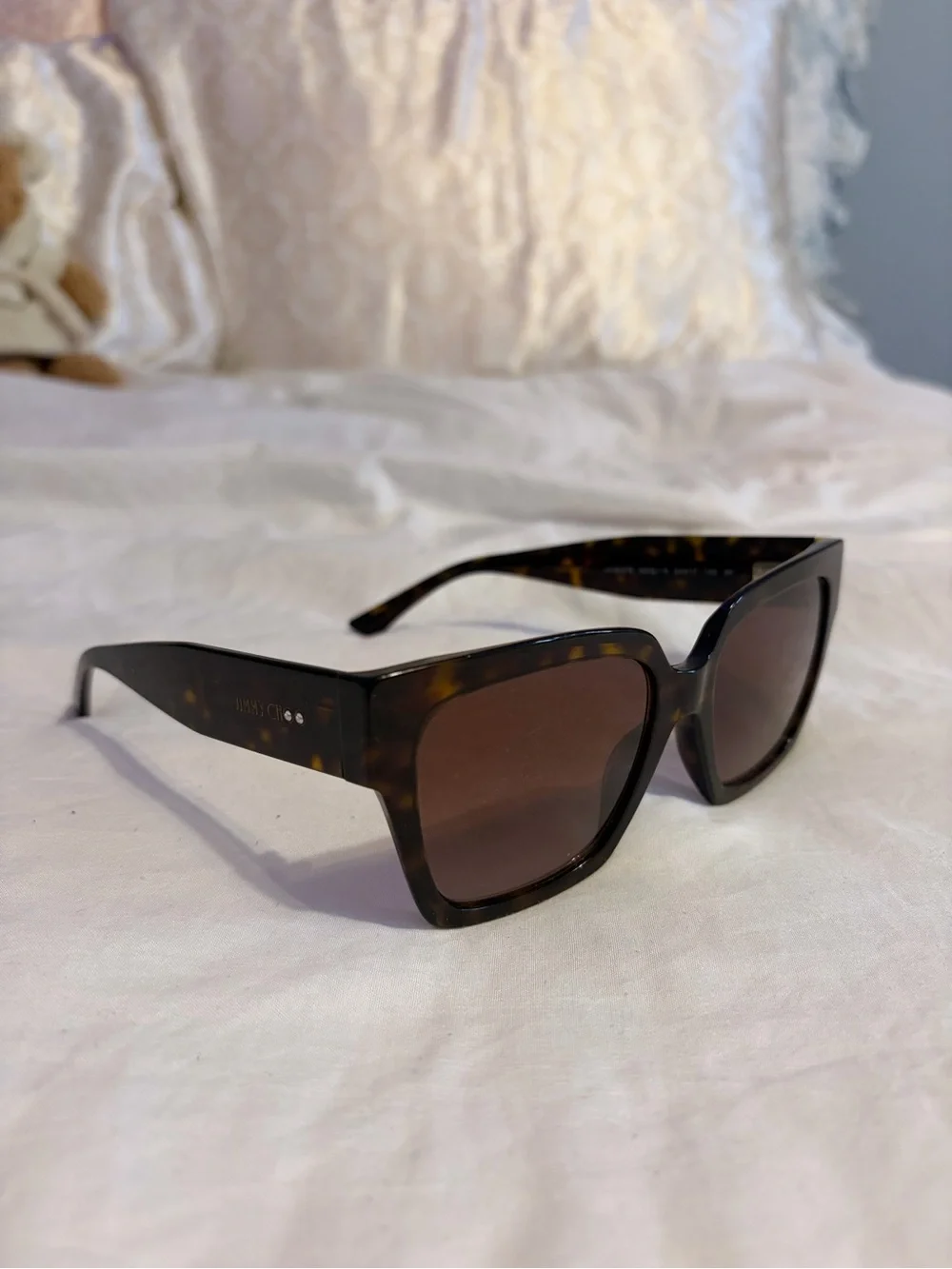 Jimmy Choo Tortoiseshell Square Sunglasses with Brown Lenses